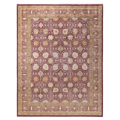 Traditional Mogul Hand Knotted Wool Orange Area Rug