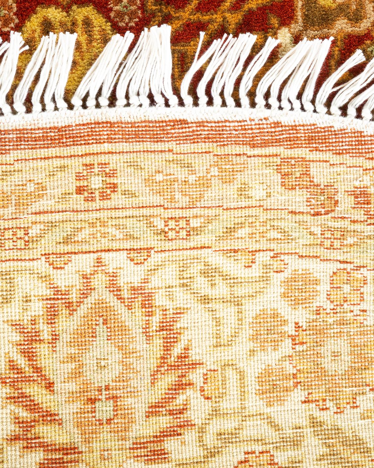 Traditioneller handgeknüpfter, runder Mogul-Teppich aus orangefarbener Wolle (21. Jahrhundert und zeitgenössisch) im Angebot