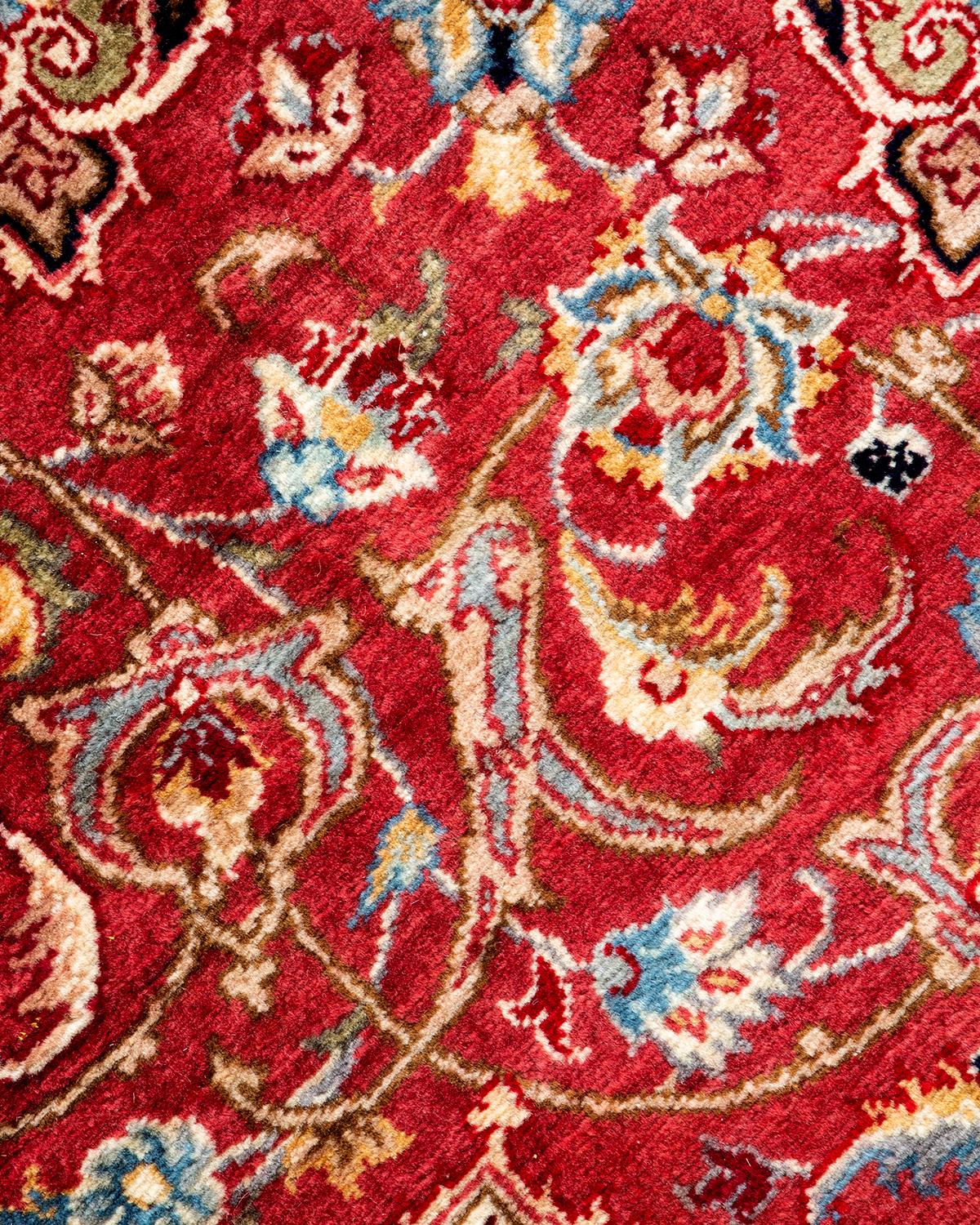 Traditioneller Mogul Handgeknüpfter Wollteppich Rosa Rund Teppich  (Pakistanisch) im Angebot