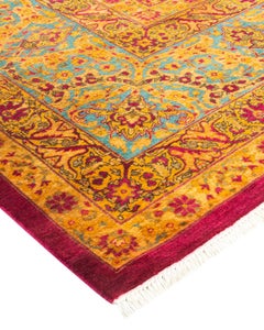Traditional Mogul Hand Knotted Wool Purple Area Rug