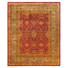 Traditional Mogul Hand Knotted Wool Purple Area Rug