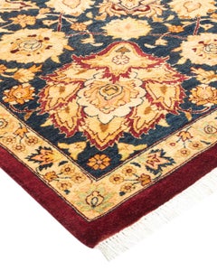 Traditional Mogul Hand Knotted Wool Red Area Rug