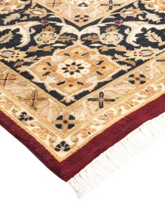 Traditioneller Mogul-Teppich aus handgeknüpfter Wolle in Rot