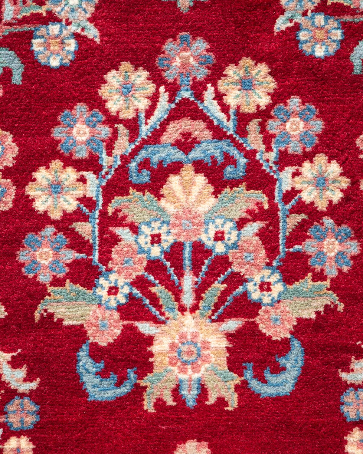 Traditioneller Mogul-Teppich aus handgeknüpfter Wolle in Rot (Pakistanisch) im Angebot