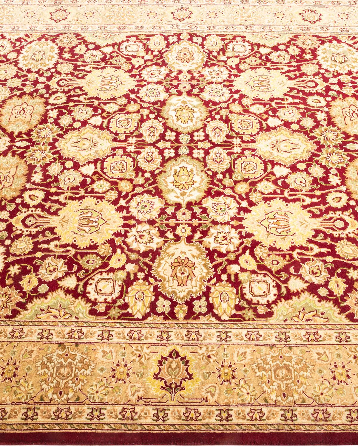 Traditional Mogul Hand Knotted Wool Red Area Rug In New Condition For Sale In Norwalk, CT