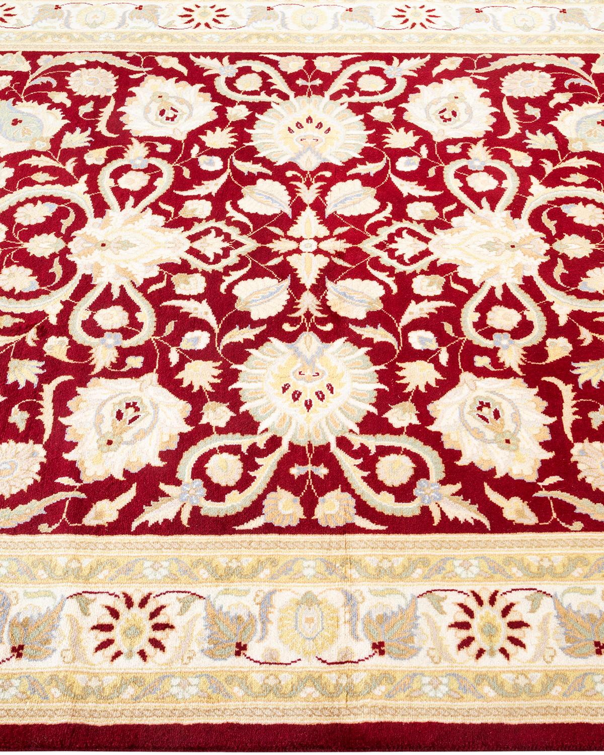 Traditional Mogul Hand Knotted Wool Red Area Rug  In New Condition For Sale In Norwalk, CT