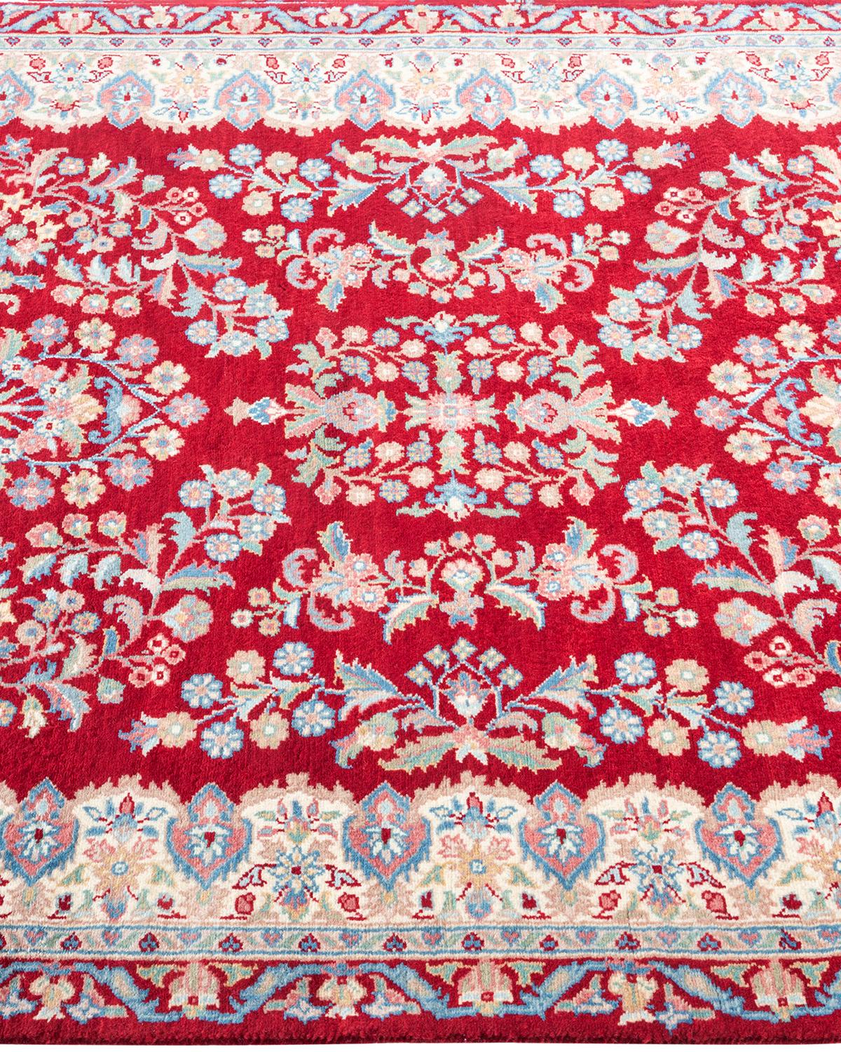 Traditioneller Mogul-Teppich aus handgeknüpfter Wolle in Rot im Zustand „Neu“ im Angebot in Norwalk, CT