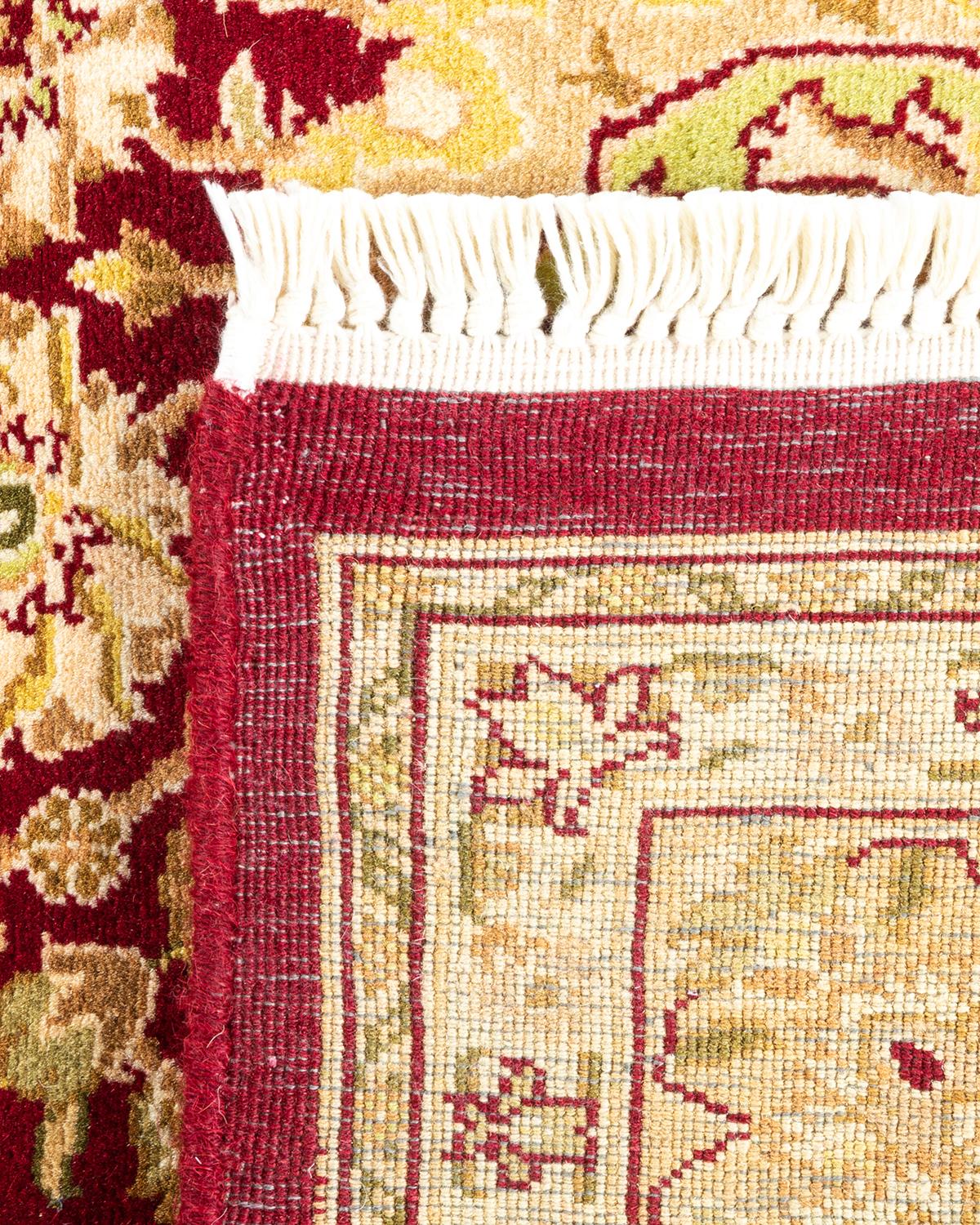 Traditioneller Mogul-Teppich aus handgeknüpfter Wolle in Rot (21. Jahrhundert und zeitgenössisch) im Angebot