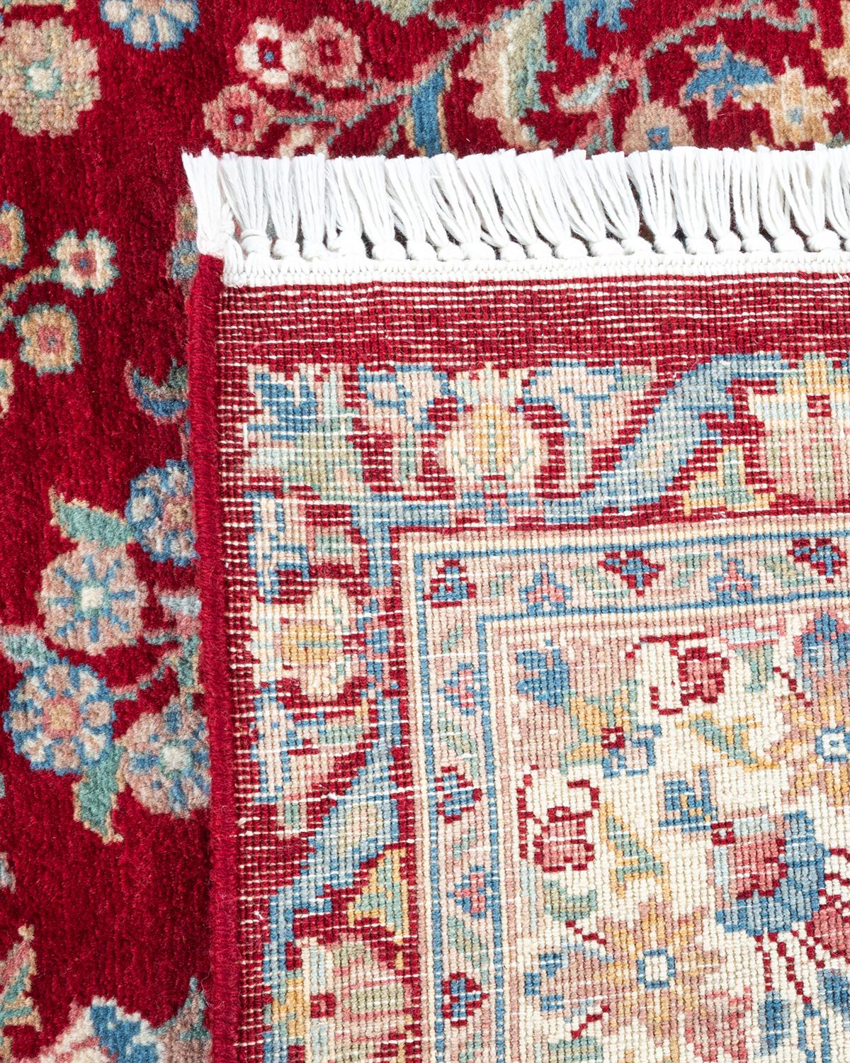 Traditioneller Mogul-Teppich aus handgeknüpfter Wolle in Rot (21. Jahrhundert und zeitgenössisch) im Angebot