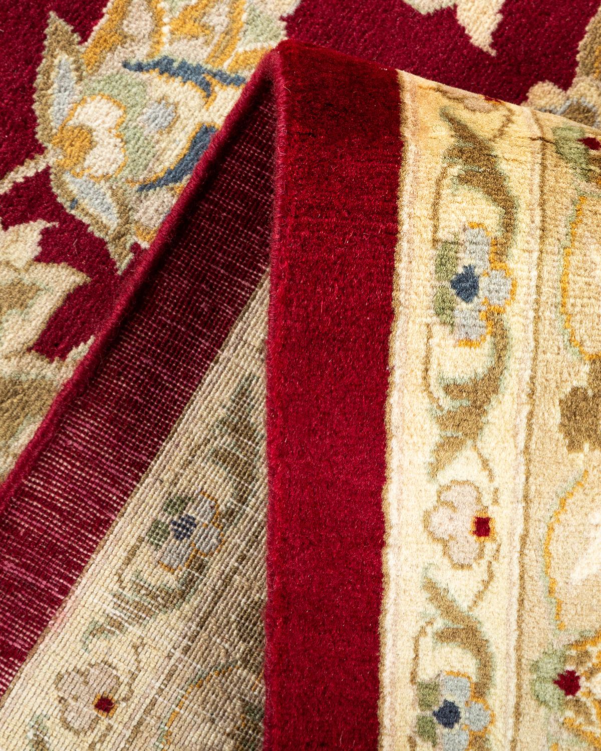 Traditioneller Mogul-Teppich aus handgeknüpfter Wolle in Rot im Angebot 1