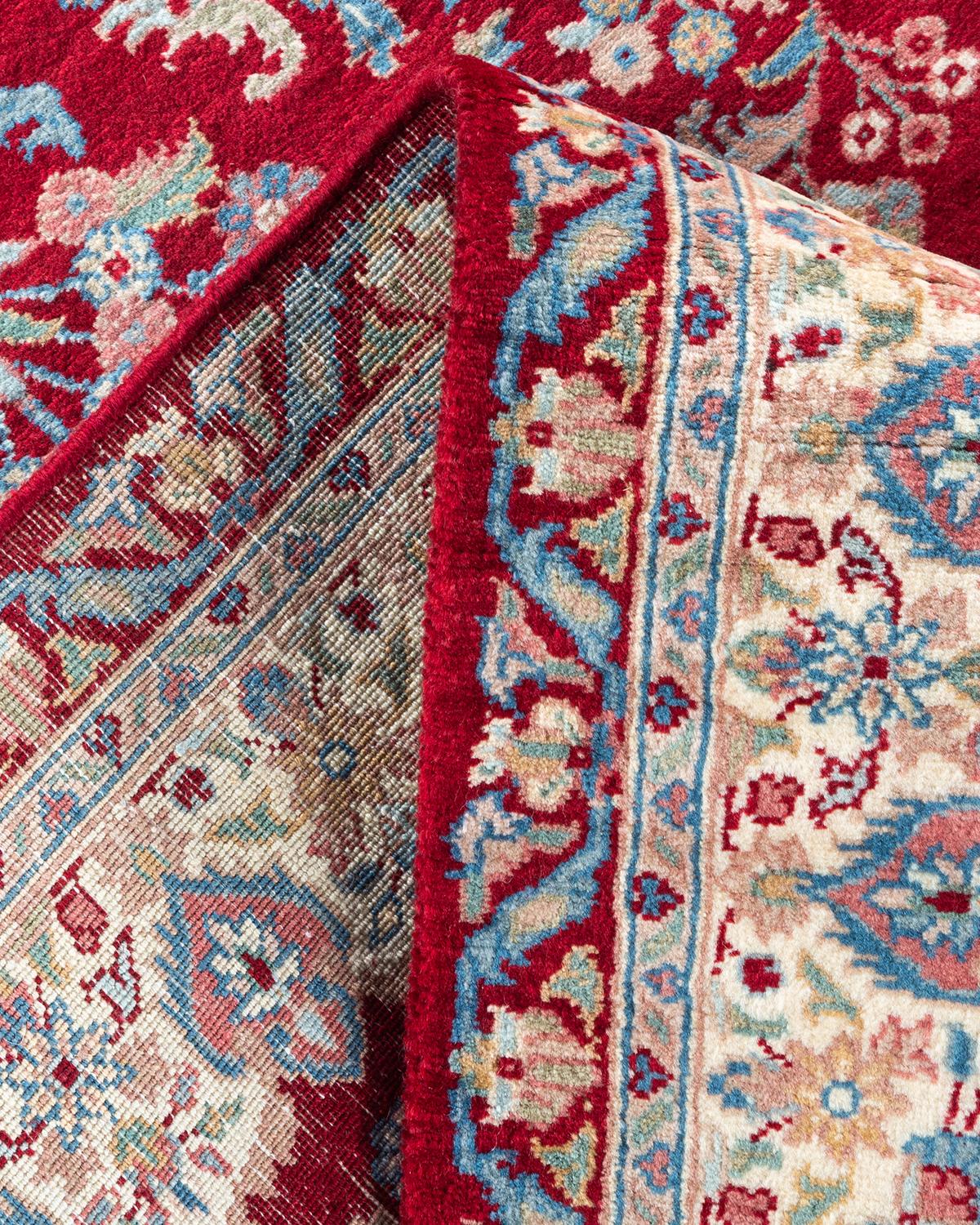 Traditioneller Mogul-Teppich aus handgeknüpfter Wolle in Rot im Angebot 1