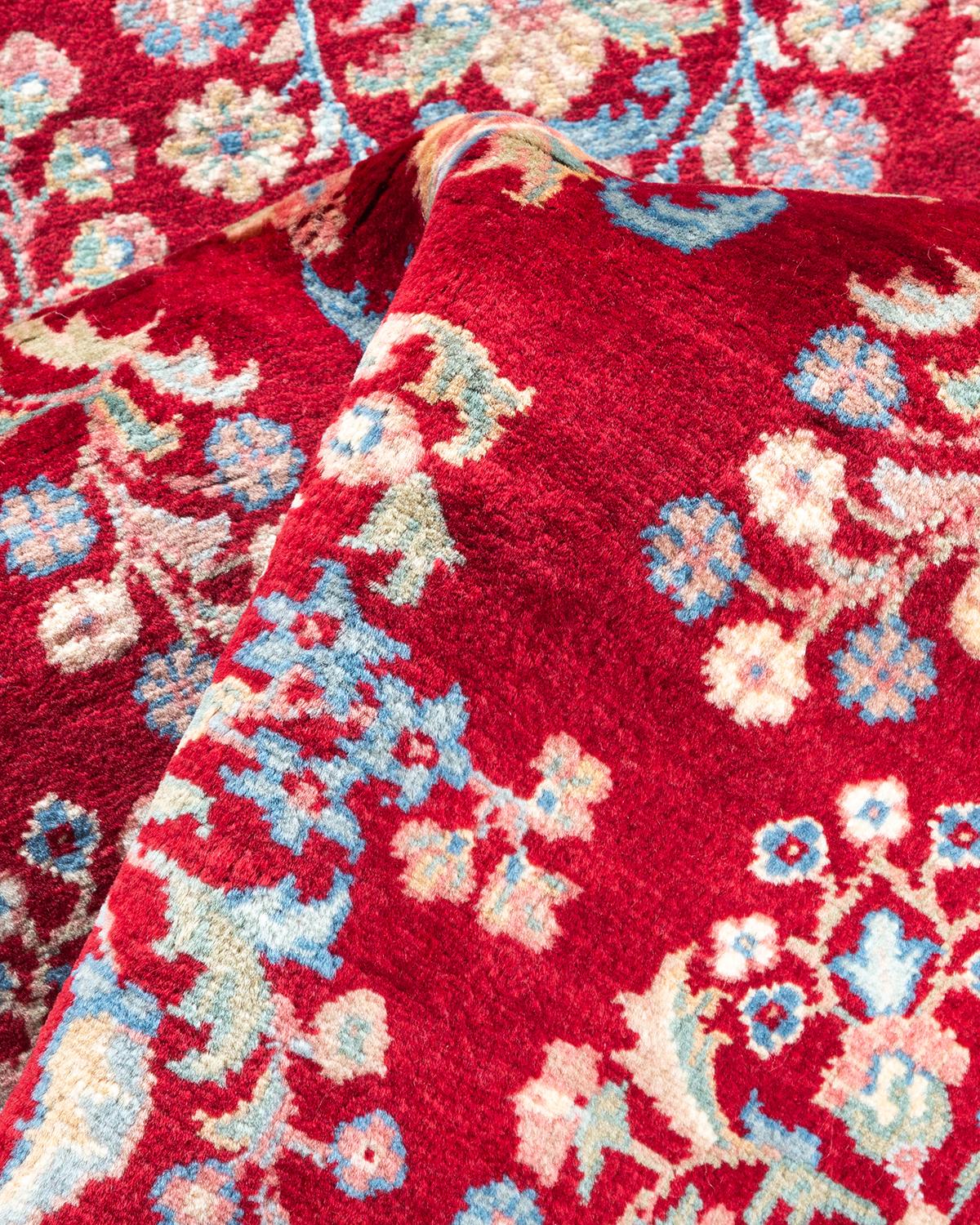 Traditioneller Mogul-Teppich aus handgeknüpfter Wolle in Rot im Angebot 2