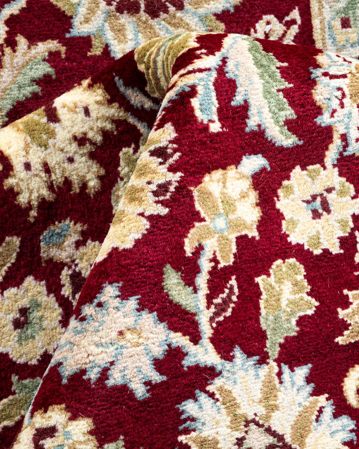 Tapis traditionnel Mogul rouge noué à la main en vente 1
