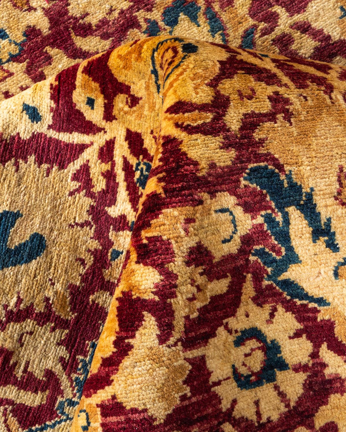Traditioneller Mogul-Teppich aus handgeknüpfter Wolle in Rot im Angebot 2