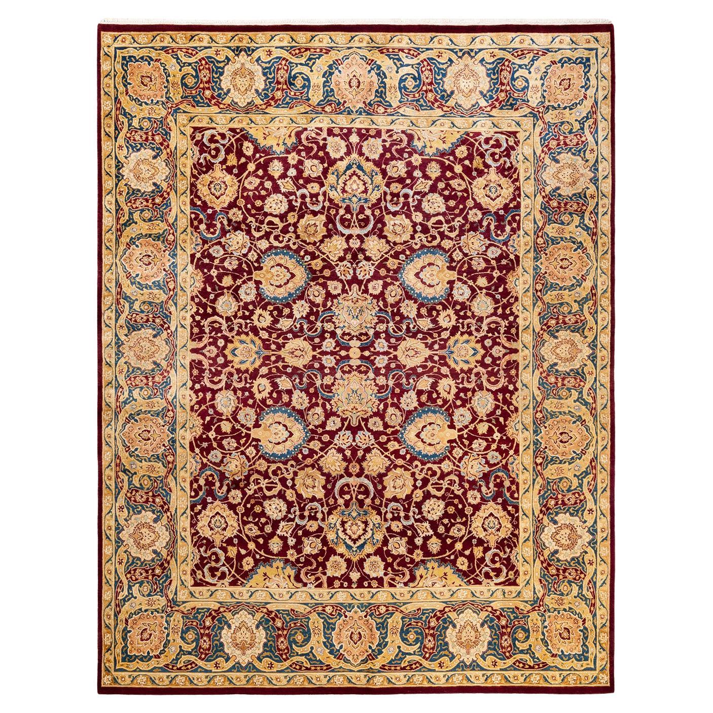 Traditional Mogul Hand Knotted Wool Red Area Rug