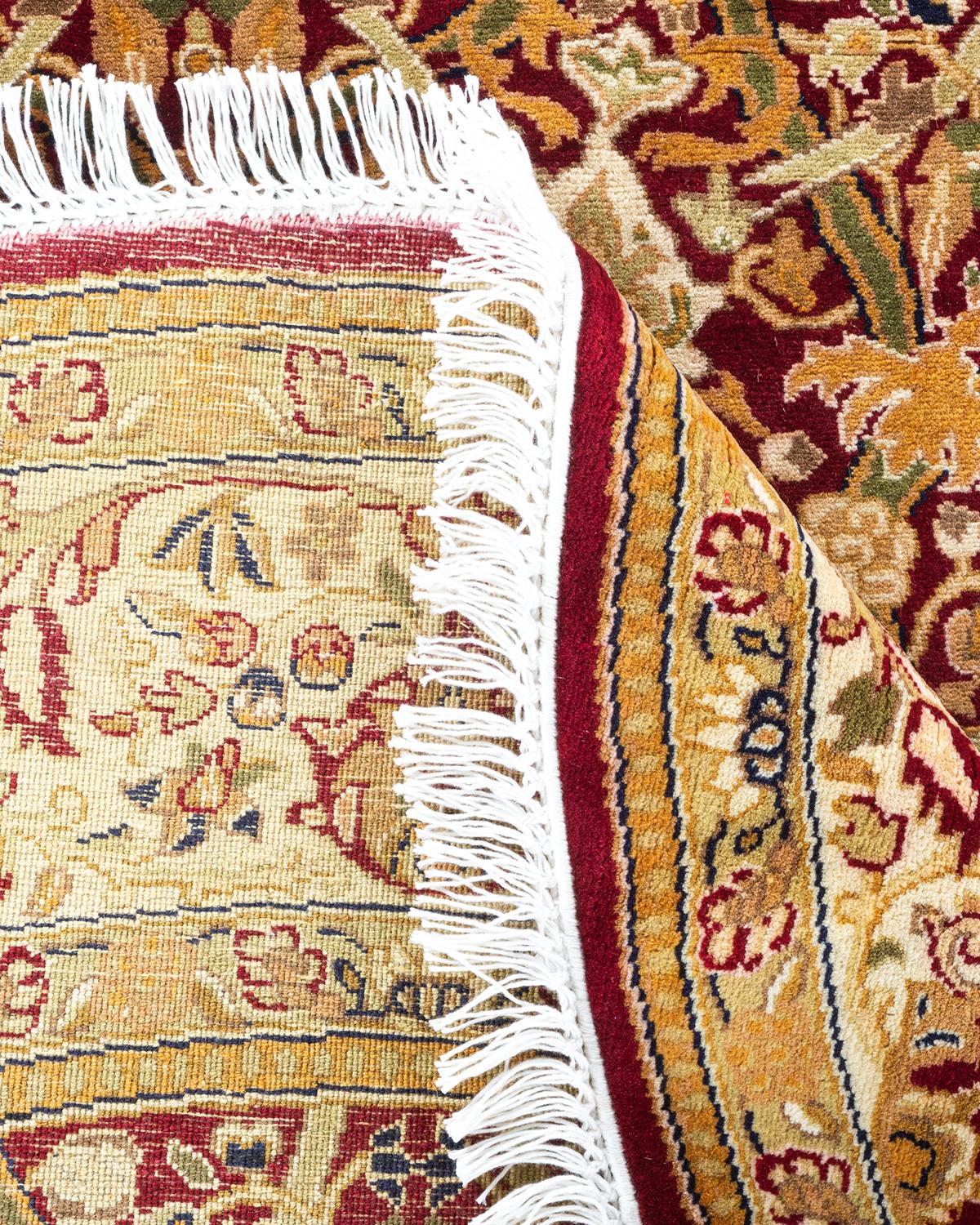 Traditioneller Mogul Handgeknüpfter Wollteppich Rot Runder Bereich Teppich (21. Jahrhundert und zeitgenössisch) im Angebot