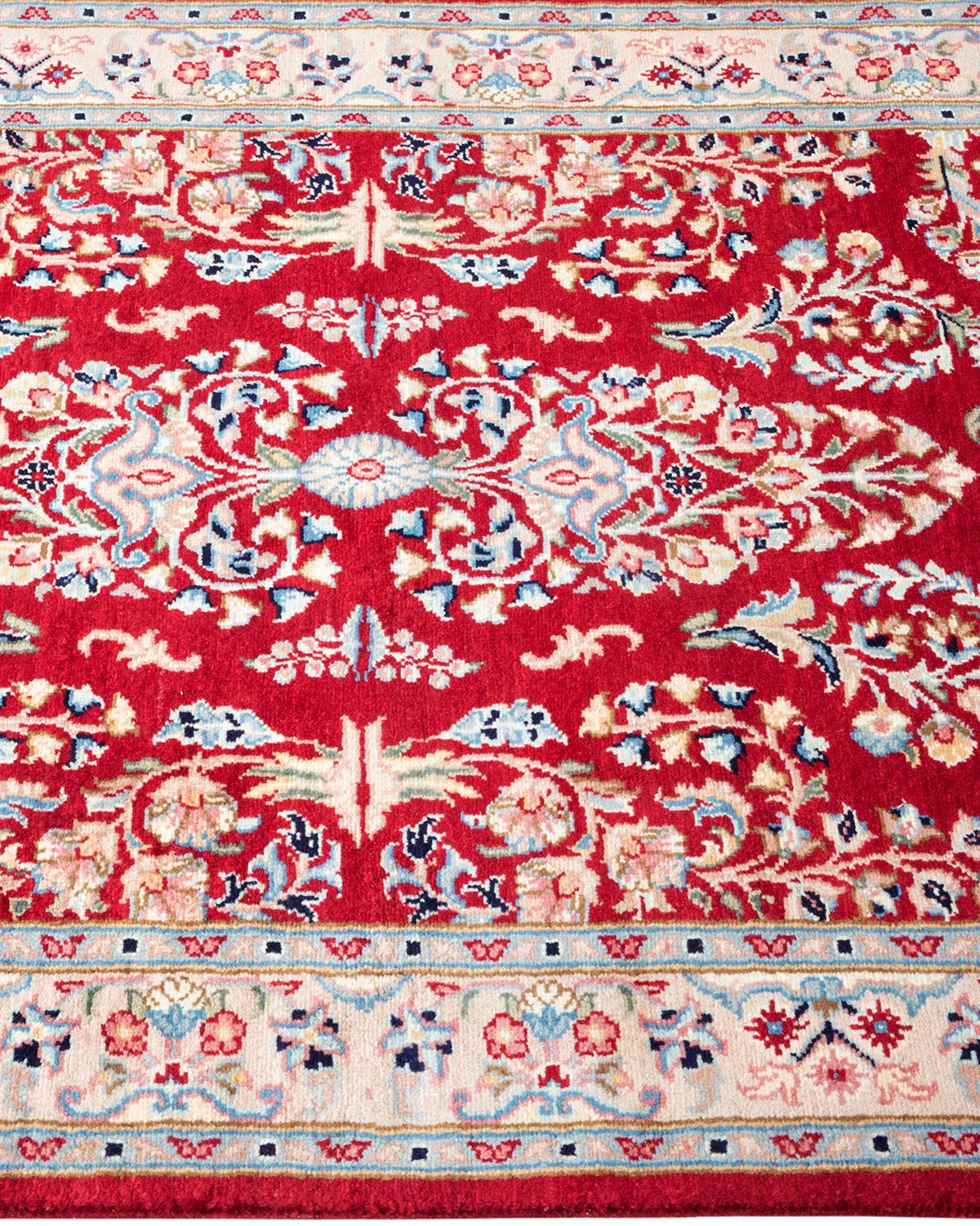 Traditional Mogul Hand Knotted Wool Red Runner In New Condition For Sale In Norwalk, CT