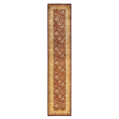 Traditional Mogul Hand Knotted Wool Red Runner 