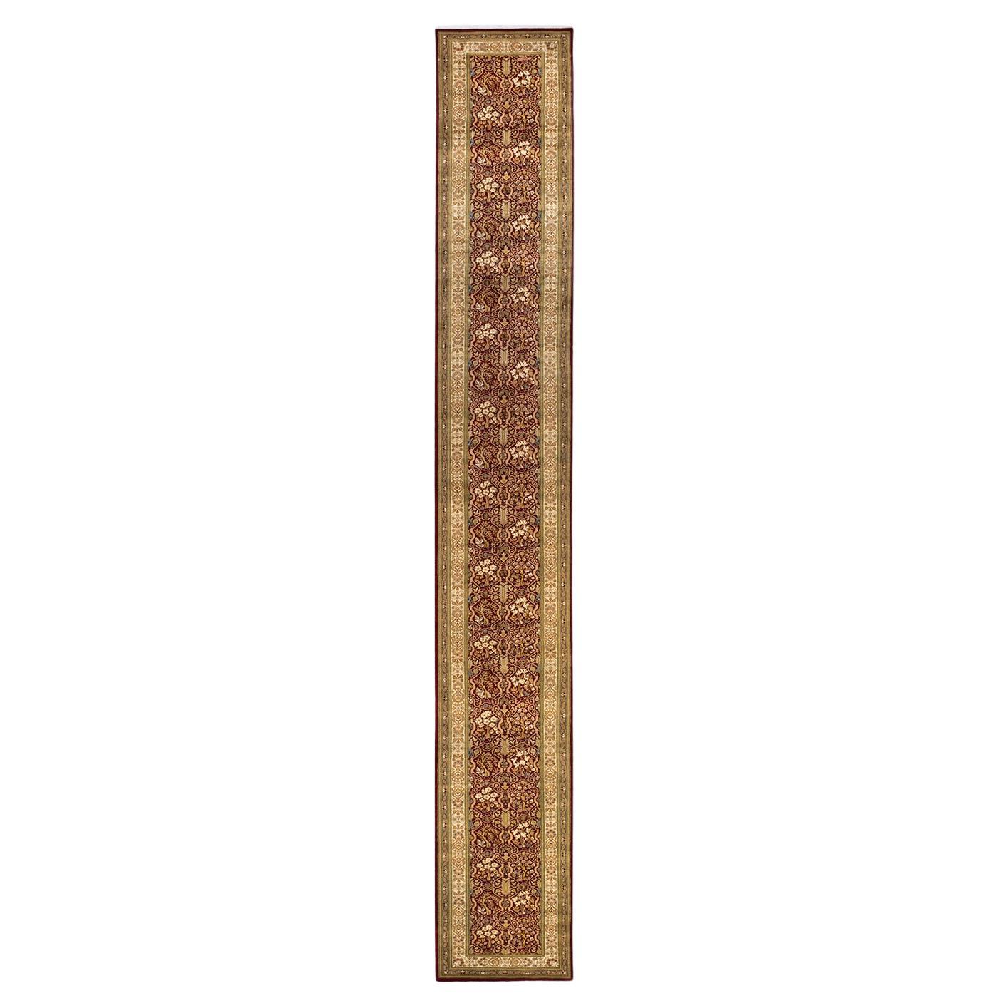 Traditional Mogul Hand Knotted Wool Red Runner 