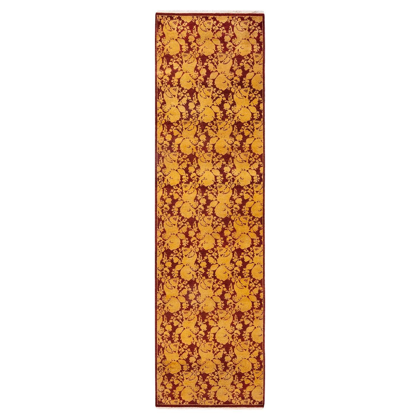 Tapis de couloir traditionnel Mogul rouge noué à la main