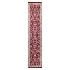 Traditional Mogul Hand Knotted Wool Red Runner