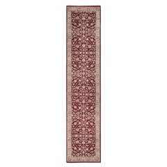 Traditional Mogul Hand Knotted Wool Red Runner