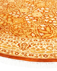 Traditional Mogul Hand Knotted Wool Yellow Area Rug