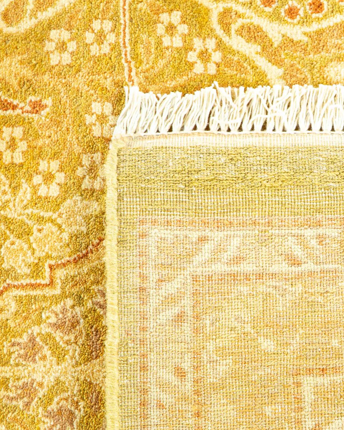 XXIe siècle et contemporain Tapis traditionnel Mogul noué à la main en laine jaune en vente