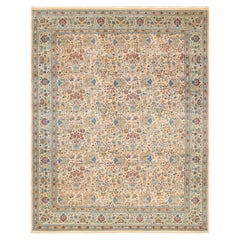 Traditional Mogul Hand Knotted Wool Yellow Area Rug