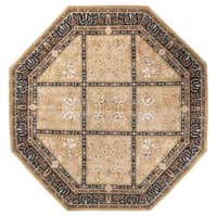 Traditional Mogul Hand Knotted Wool Brown Octagon Area Rug For Sale at ...