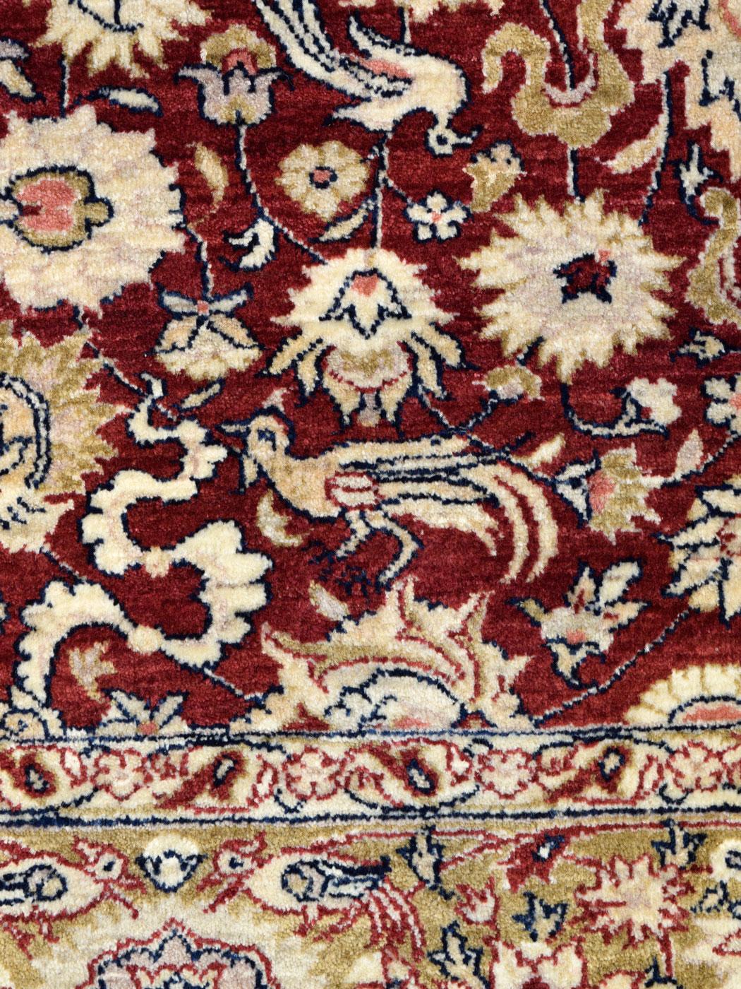 Tapis persan traditionnel Mohtasham, pure laine, rouge, or et crème, 5' x 7' en vente 3