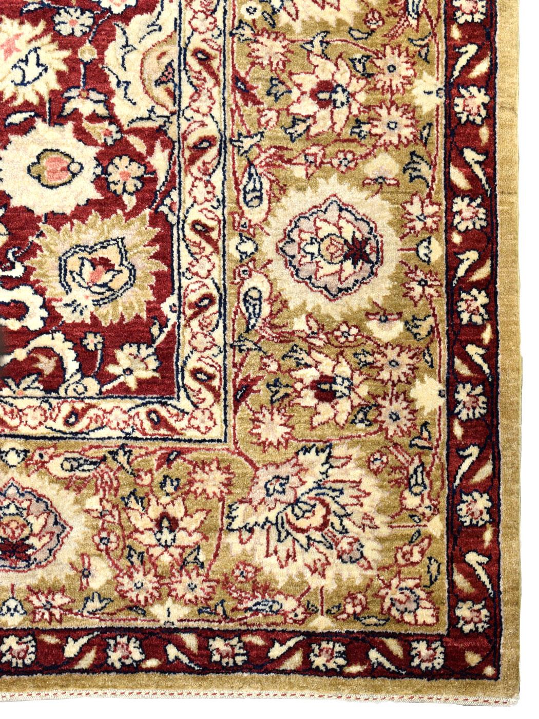 Kashan Traditional Mohtasham Persian Area Rug, Pure Wool, Red, Gold, and Cream, 5' x 7' For Sale