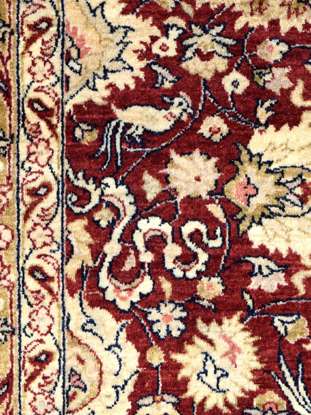 Tapis persan traditionnel Mohtasham, pure laine, rouge, or et crème, 5' x 7' Neuf - En vente à New York, NY