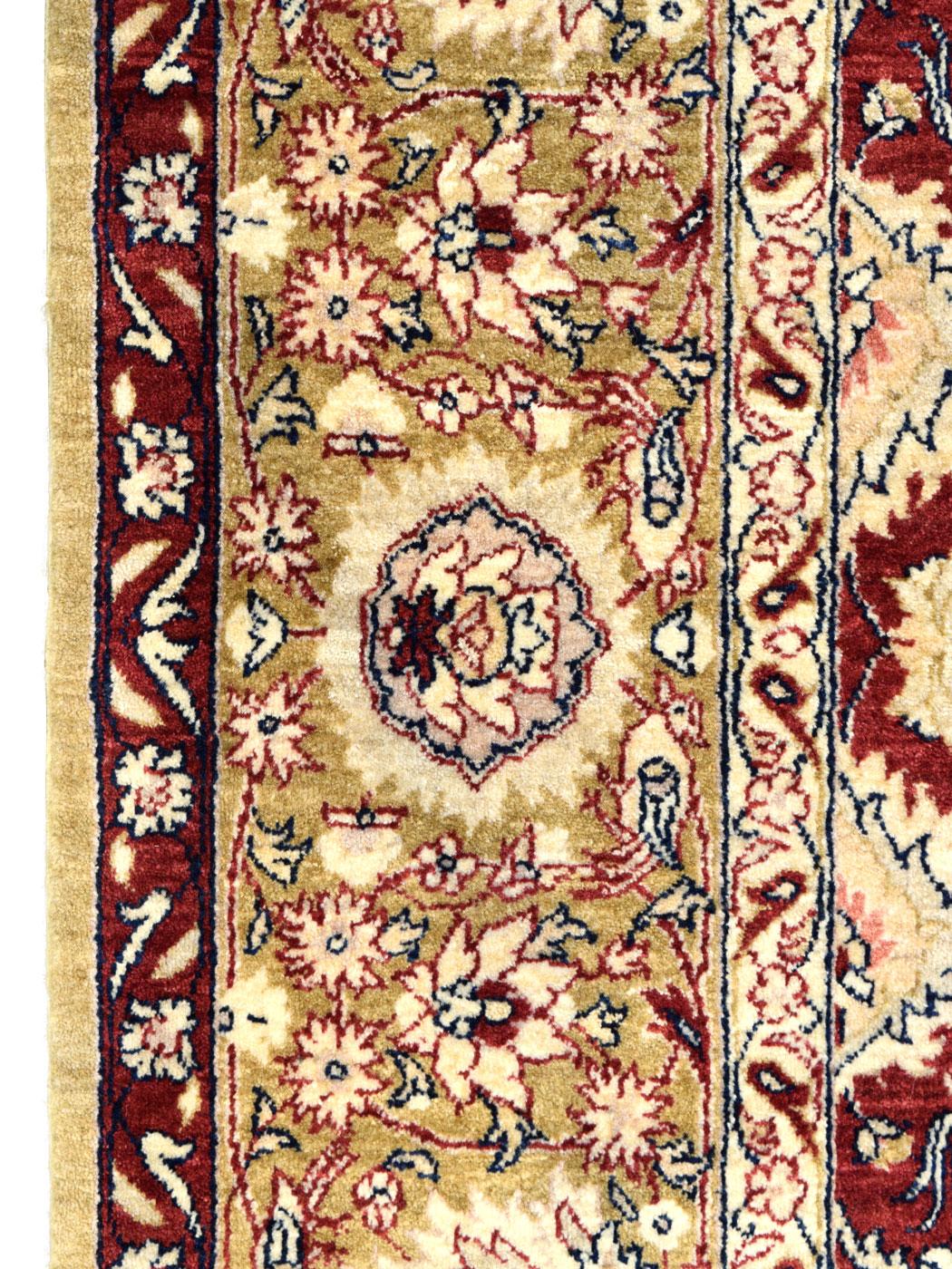 XXIe siècle et contemporain Tapis persan traditionnel Mohtasham, pure laine, rouge, or et crème, 5' x 7' en vente