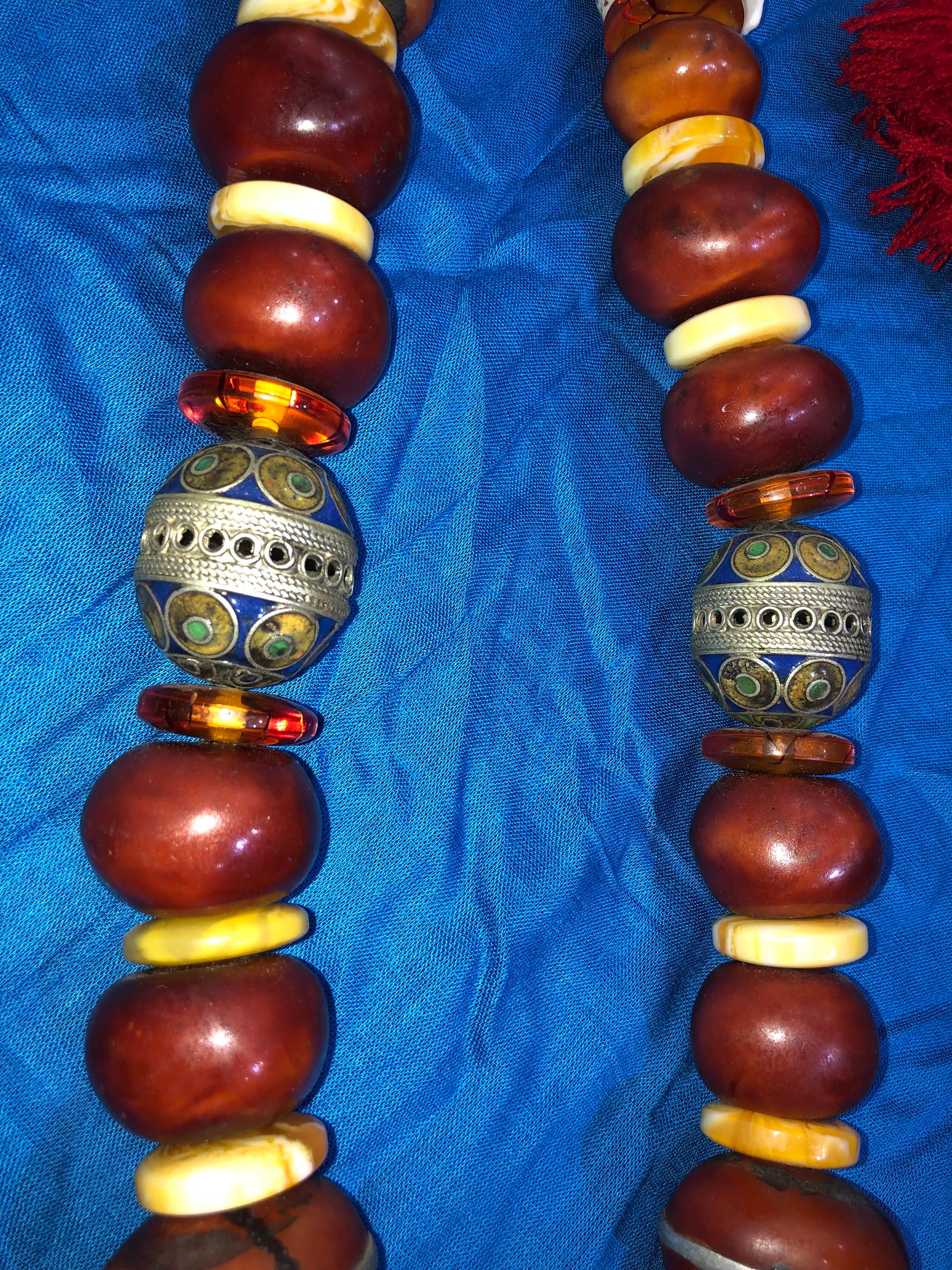 Traditional Moroccan Berber Wedding Celebration Necklace with Fertility Beads In Good Condition For Sale In Vineyard Haven, MA