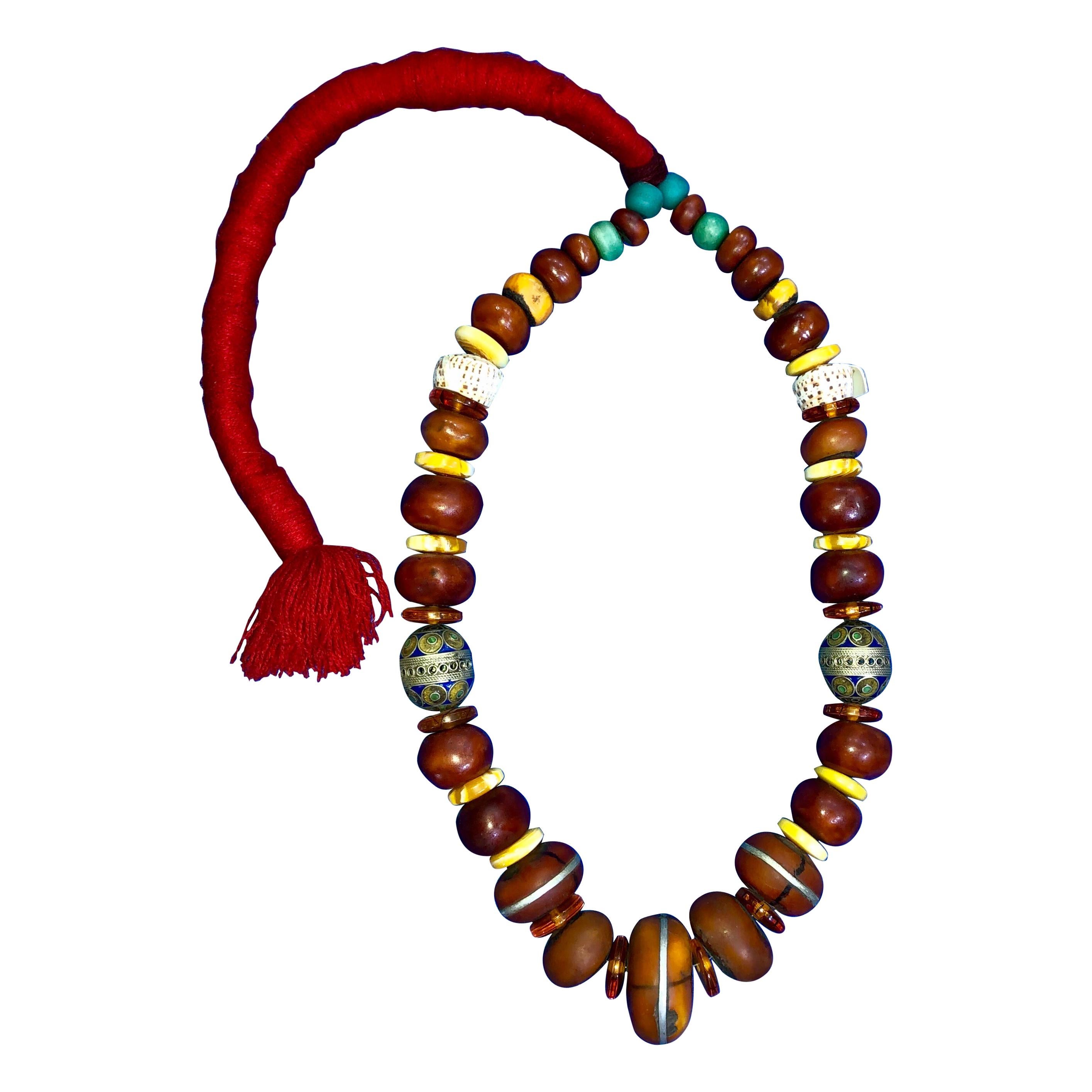 Traditional Moroccan Berber Wedding Celebration Necklace with Fertility Beads For Sale