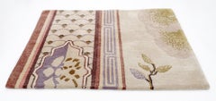 Traditional motif Beige Hand Knotted Silk Rug - Chinese Phoenix Celeste