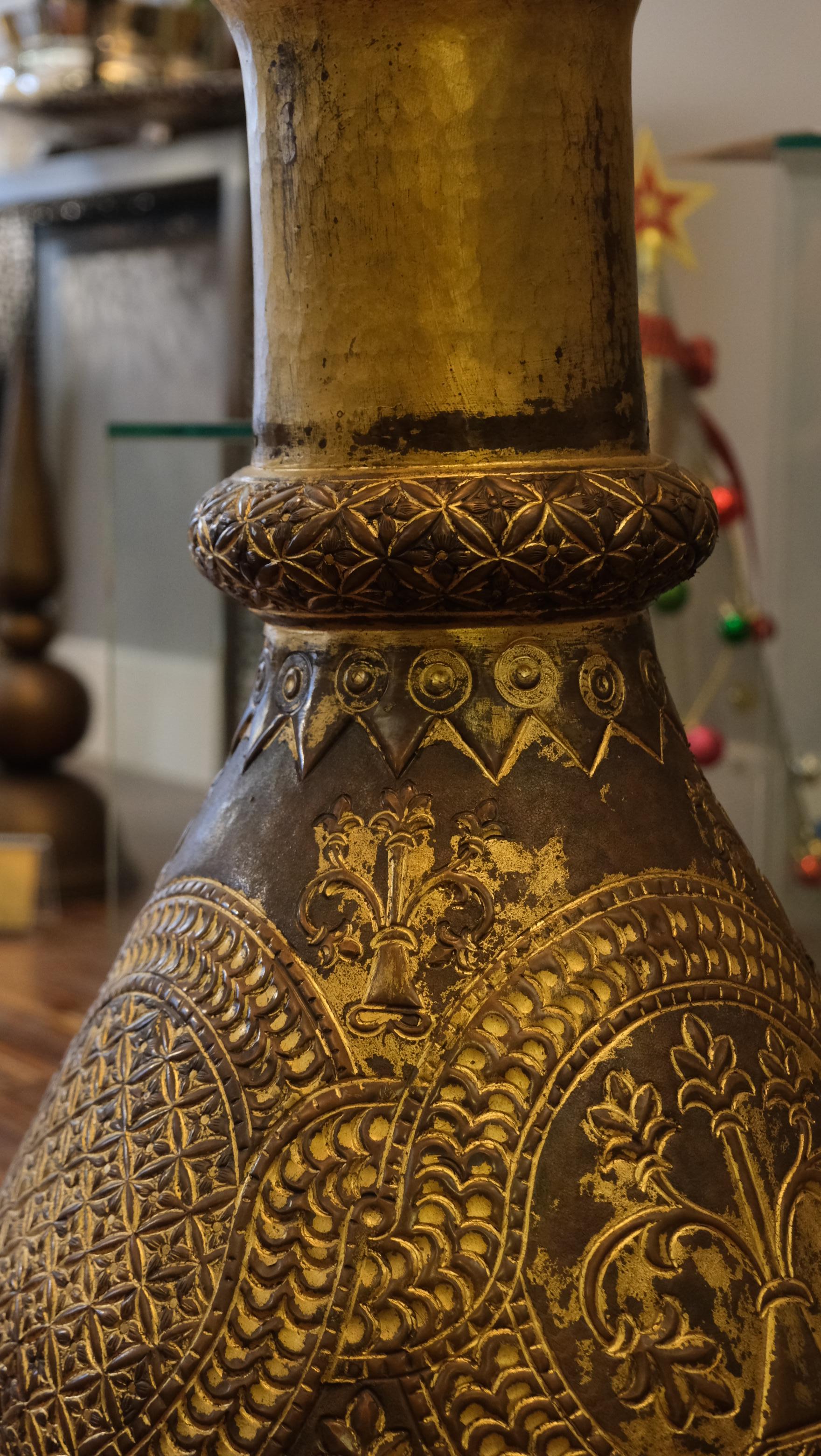 Turkish Traditional, motif vase, handcrafted in bronze and copper by Palena Furniture For Sale