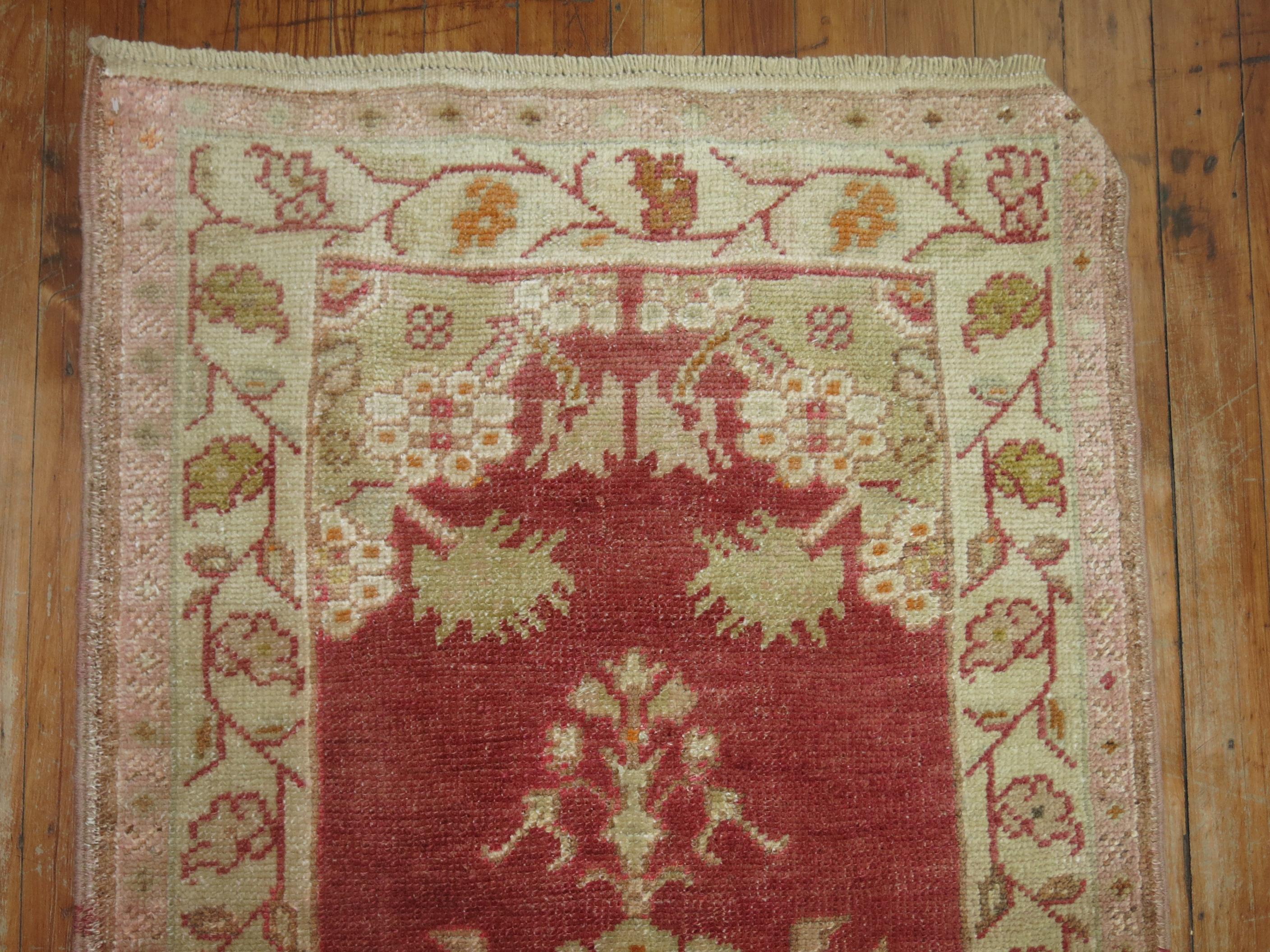 Hand-Knotted Traditional Narrow Red Turkish Runner, 20th Century For Sale