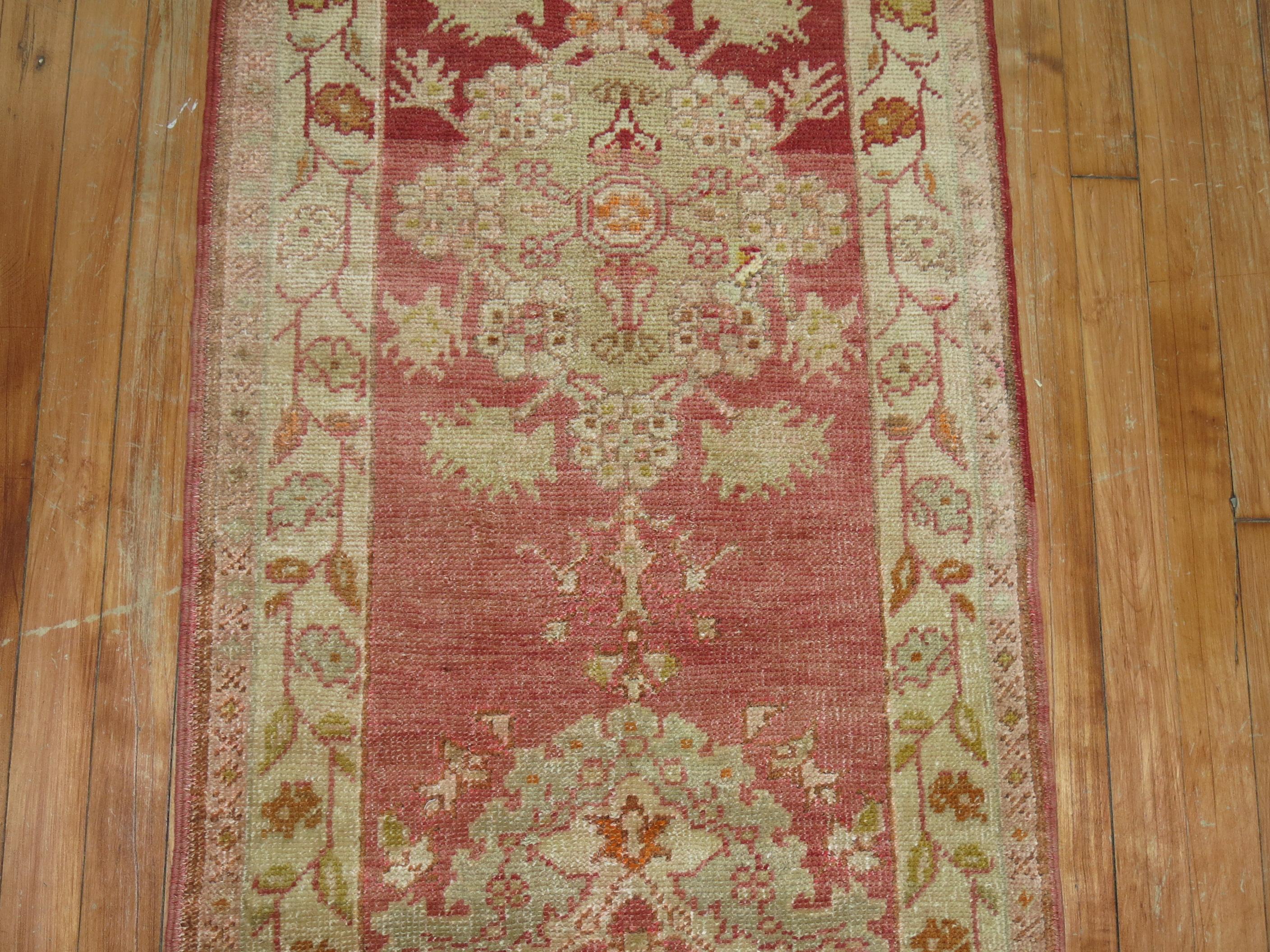 Traditional Narrow Red Turkish Runner, 20th Century In Good Condition For Sale In New York, NY