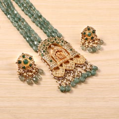 Conjunto de collar «Maharani Natural» con diamantes polki, piedras preciosas y lámina de oro macizo
