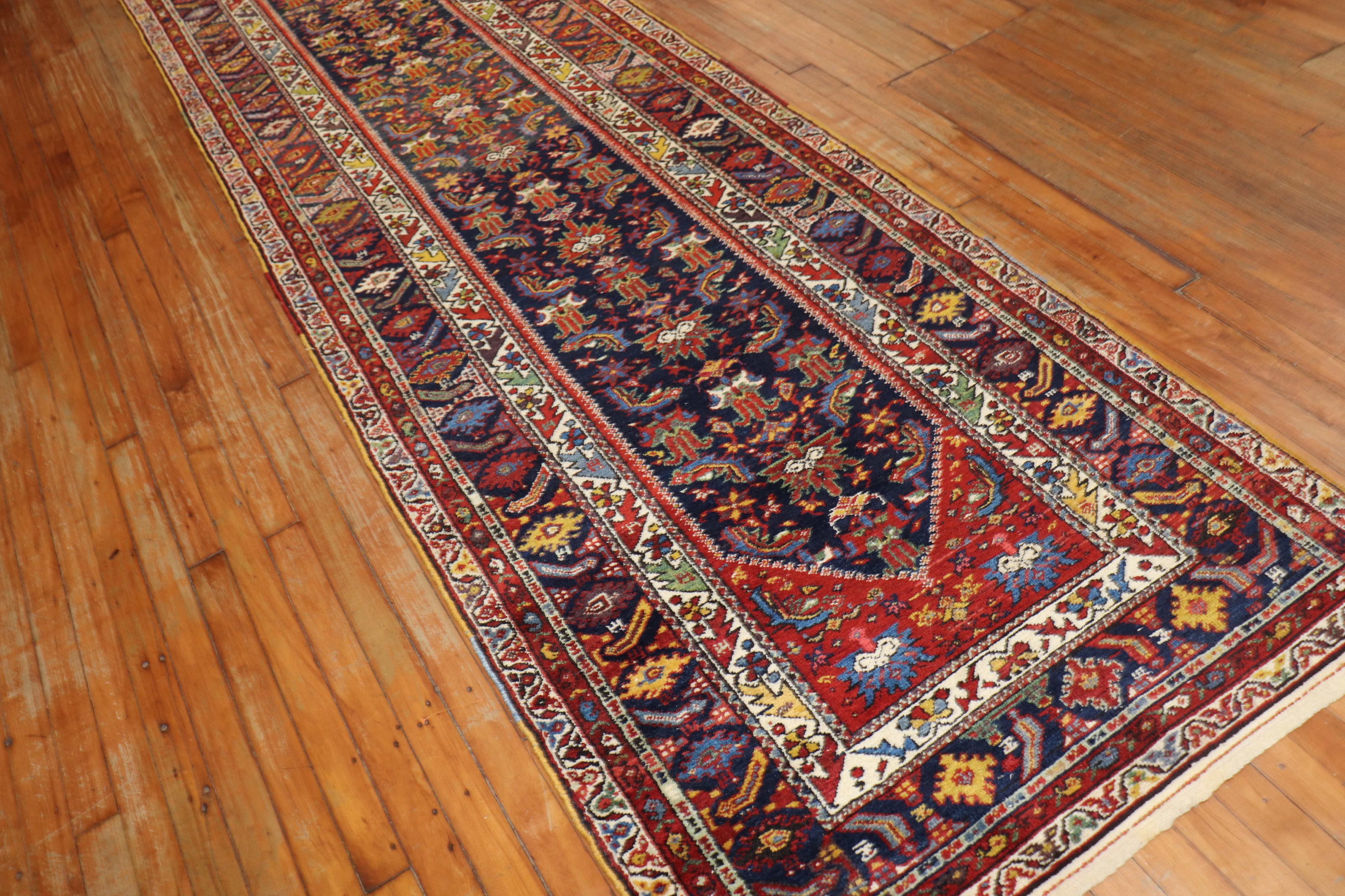 Country Traditional Navy 20th Century Northwest Persian Runner For Sale