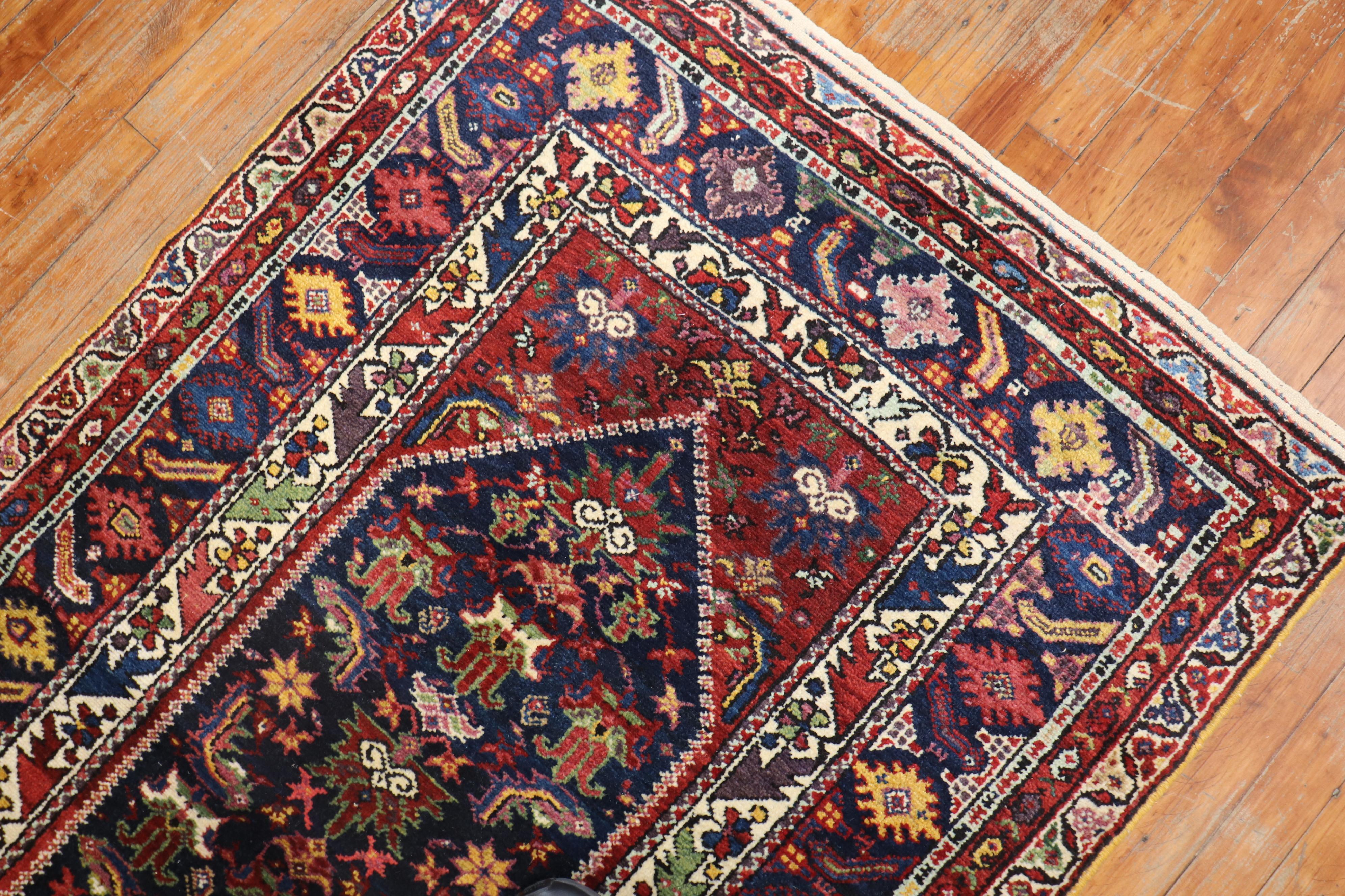 Wool Traditional Navy 20th Century Northwest Persian Runner For Sale