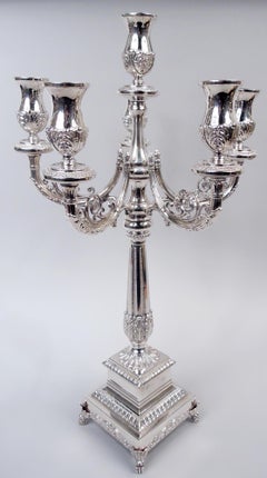 Candelabro tradizionale neoclassico a 6 luci in argento sterling