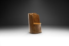Traditional Norwegian Carved Kubbestol, Norway early 20th century