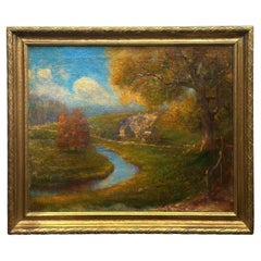 Vintage Traditional Oil on Canvas Landscape by Joseph George Willman