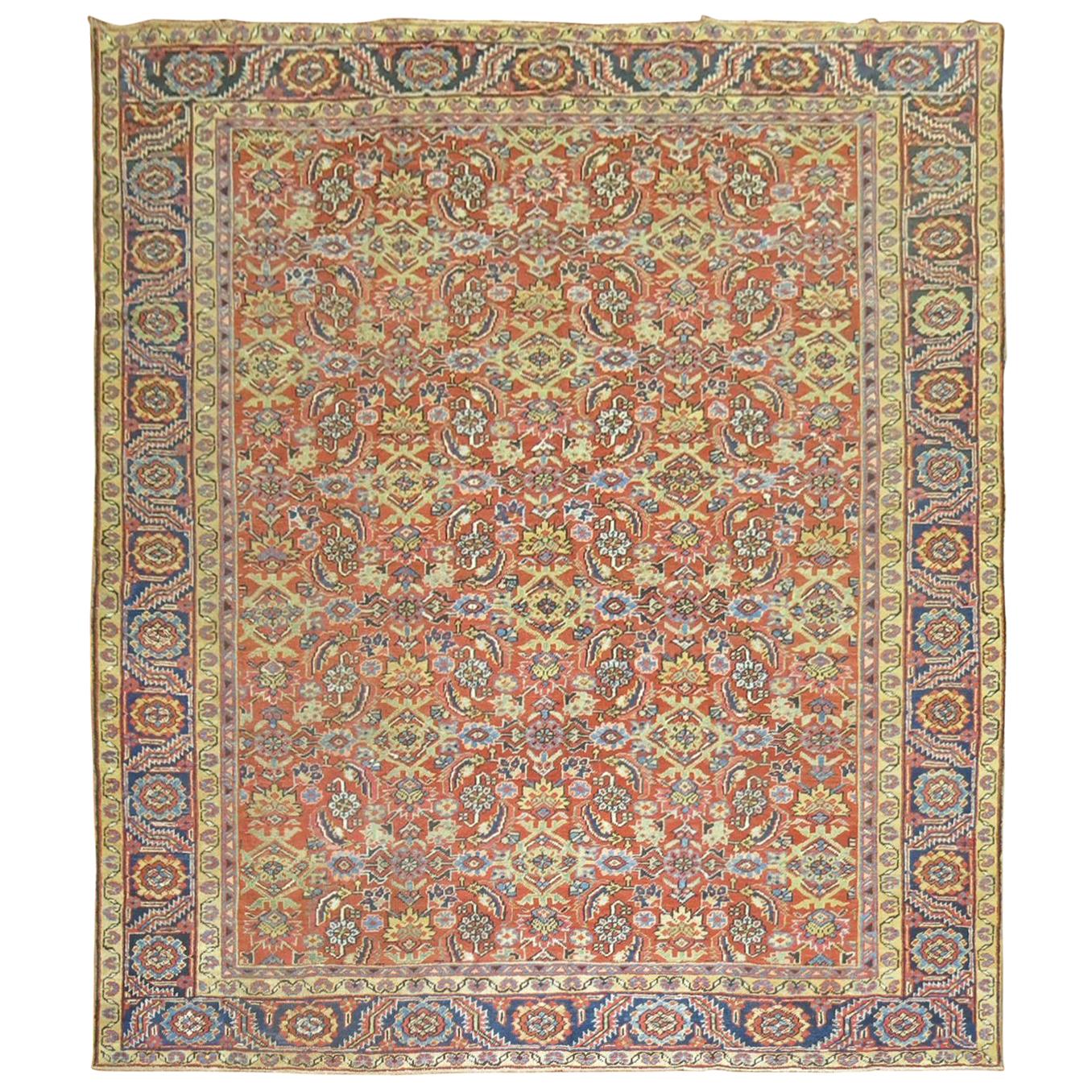 Traditional Orange Persian Heriz Herati Rug