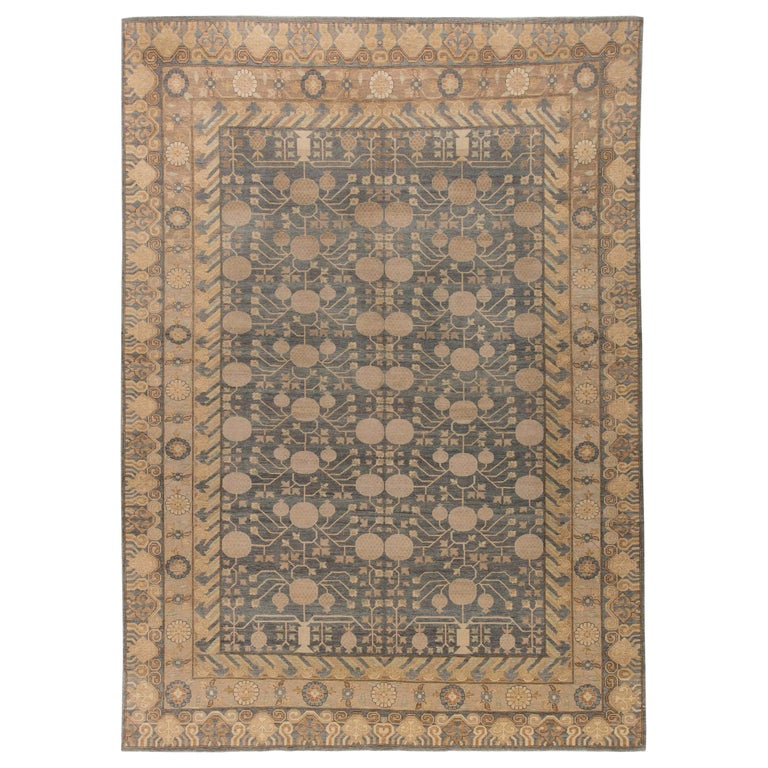 Traditional Oriental Inspired Botanic Wool Rug by Doris Leslie Blau For