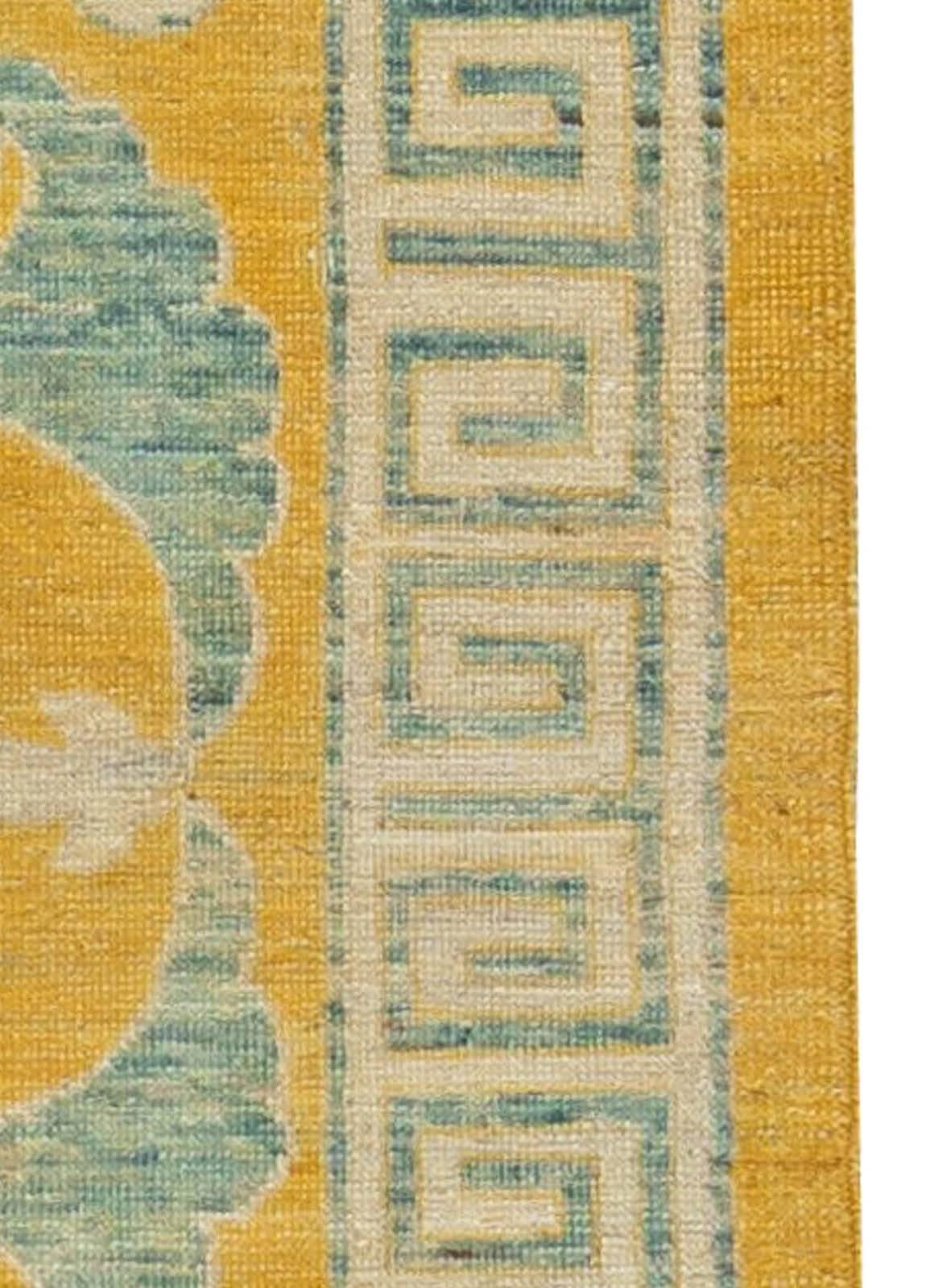 Contemporary Traditional Oriental Inspired Yellow Handmade Wool Rug by Doris Leslie Blau For Sale