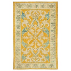 Traditional Oriental Inspired Yellow Handmade Wool Rug by Doris Leslie Blau